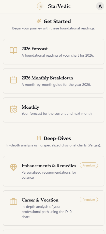 A clay mockup of an iPhone 17 Pro showing the StarVedic application.